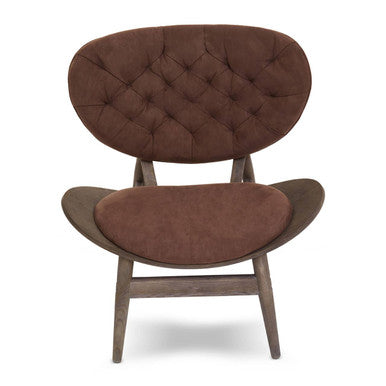 Vinsi Brown Velvet Chair with Dark Elm