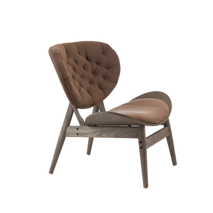 Brown Velvet Chair with Dark Elm Wood Frame | Vinsi