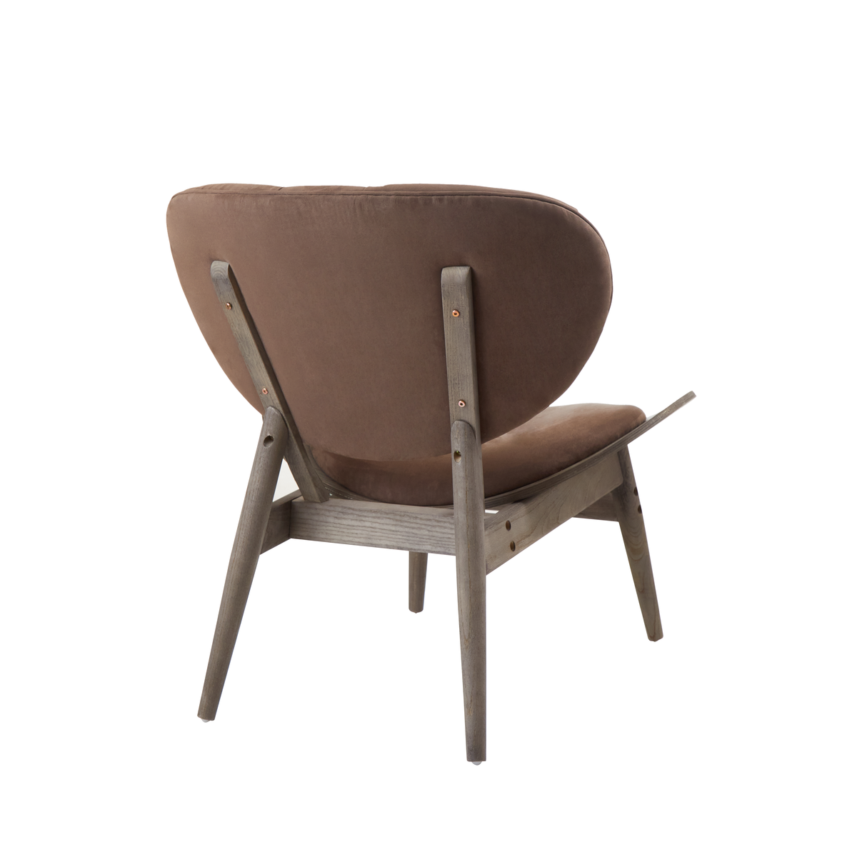 Brown Velvet Chair with Dark Elm Wood Frame | Vinsi
