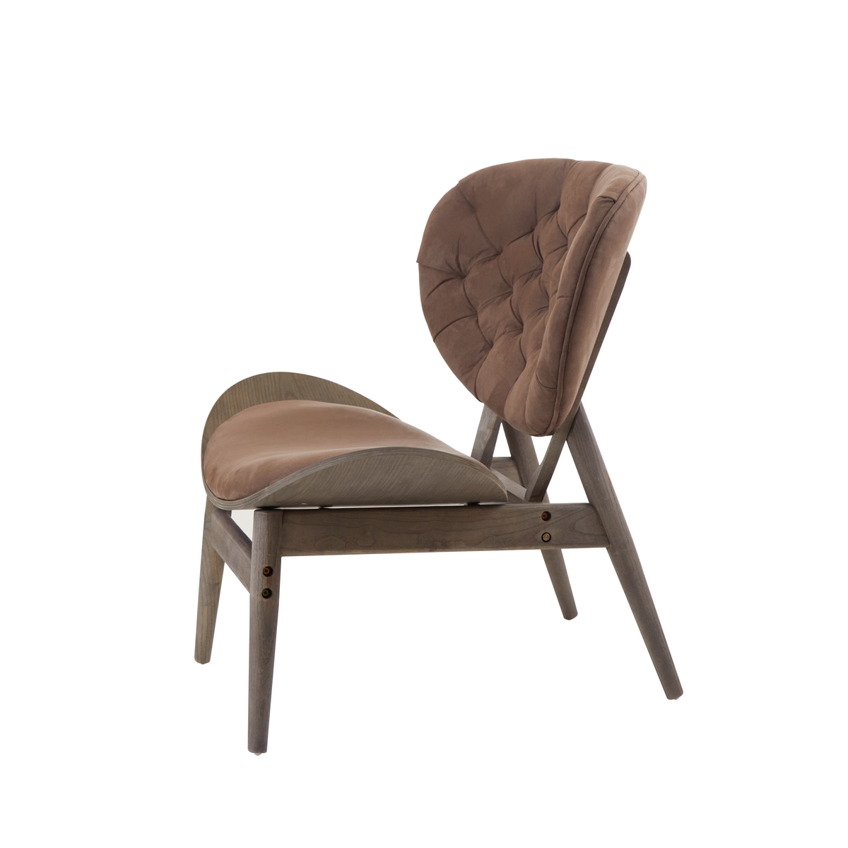 Brown Velvet Chair with Dark Elm Wood Frame | Vinsi