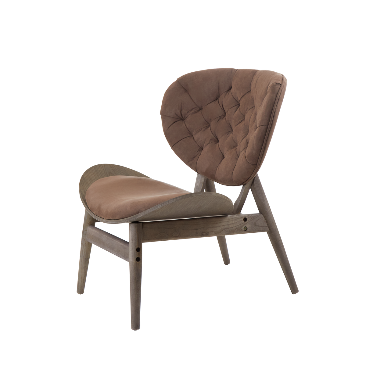 Brown Velvet Chair with Dark Elm Wood Frame | Vinsi