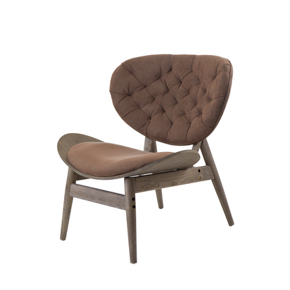 Brown Velvet Chair with Dark Elm Wood Frame | Vinsi