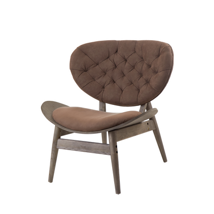 Brown Velvet Chair with Dark Elm Wood Frame | Vinsi
