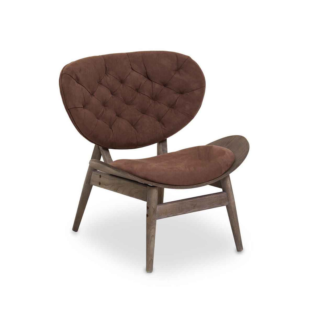 Vinsi Brown Velvet Chair with Dark Elm