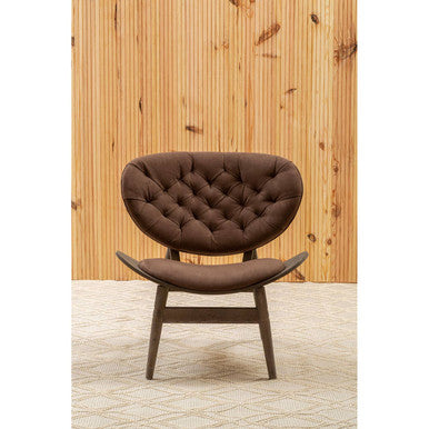 Vinsi Brown Velvet Chair with Dark Elm