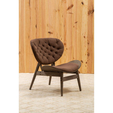 Vinsi Brown Velvet Chair with Dark Elm