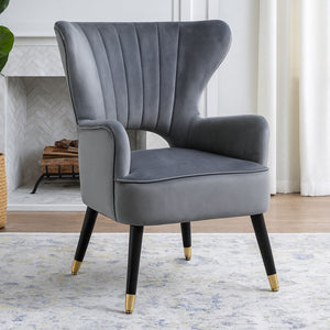Sloan Grey Velvet Channel Tufted Armchair