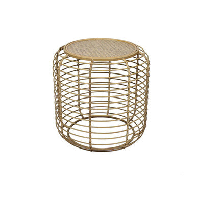 Trento Round End Table With Rattan Top