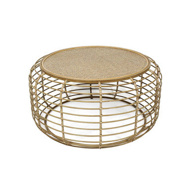 Trento Round Coffee Table With Rattan Top