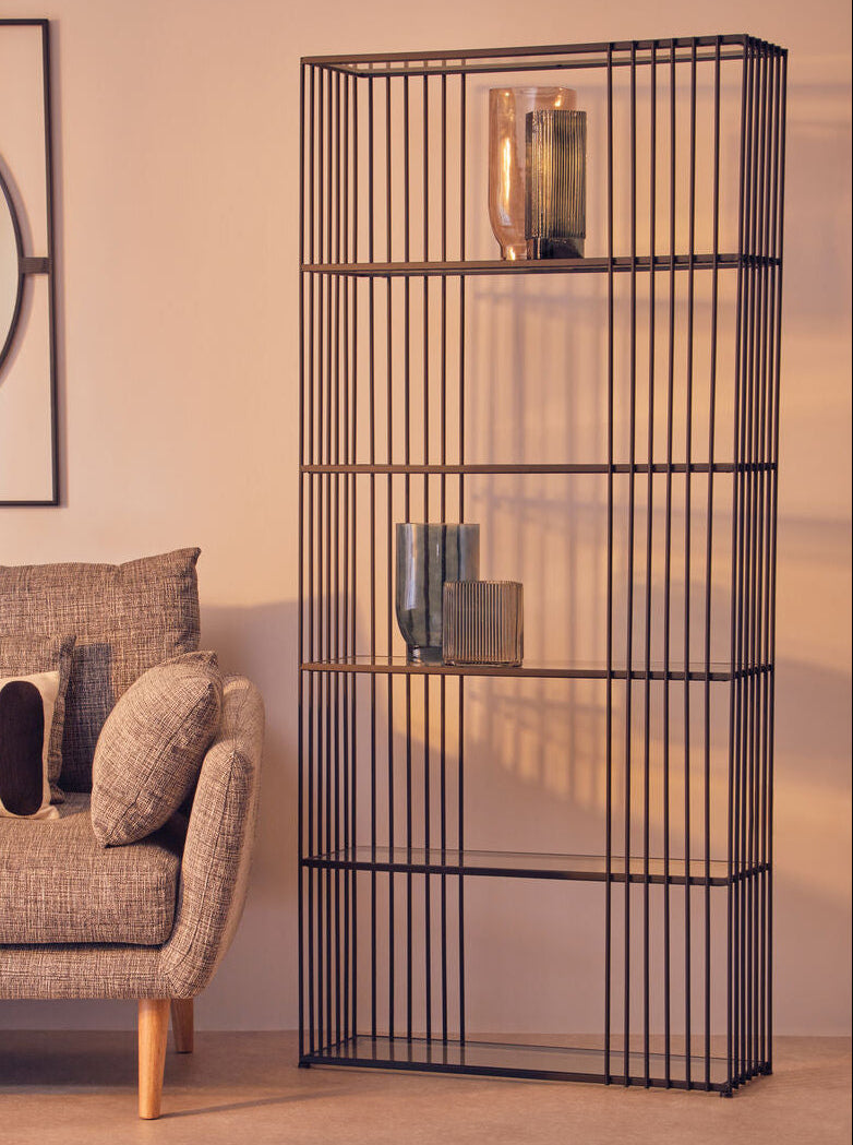 Trento Five Tier Black Bookshelf