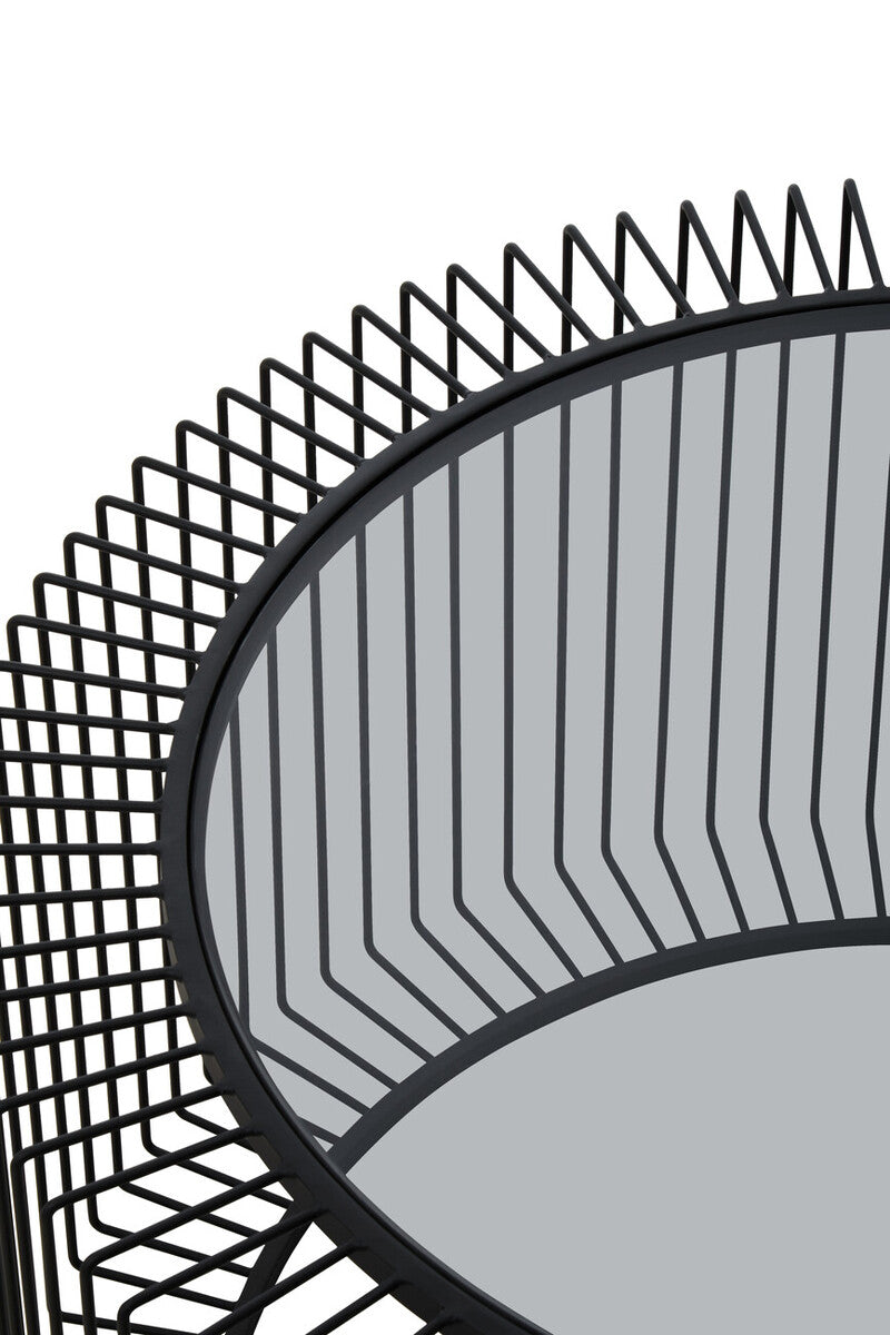 Trento Black Metal Round Coffee Table with Glass Top