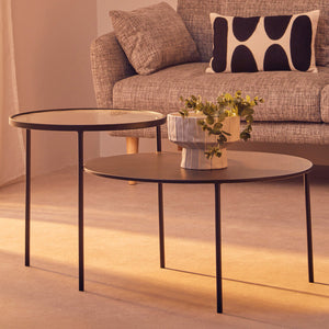 Trento Clear Glass and Black Finish 2 Tier Coffee Table
