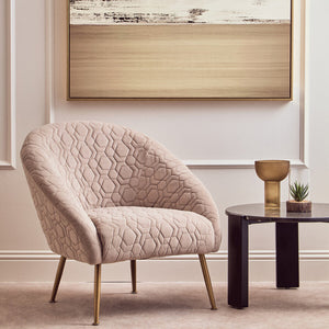 Tania Beige Velvet Statement Chair with Gold Finish Legs