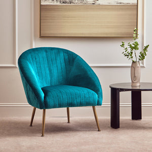 Tania Blue Velvet Statement Chair with Gold Finish Legs