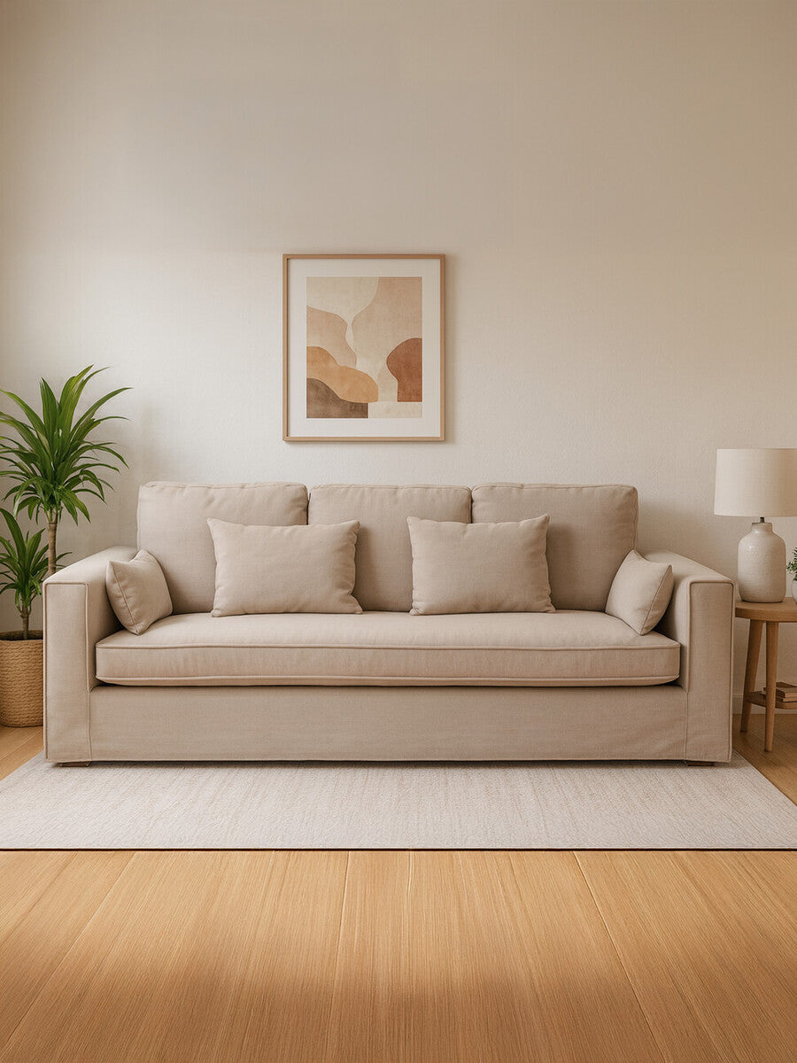 3 Seater Grey Fabric Sofa, Menton - Image 9