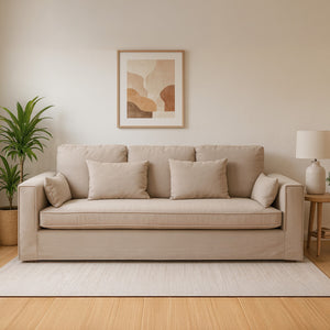 Menton Grey Linen 3 Seater Sofa