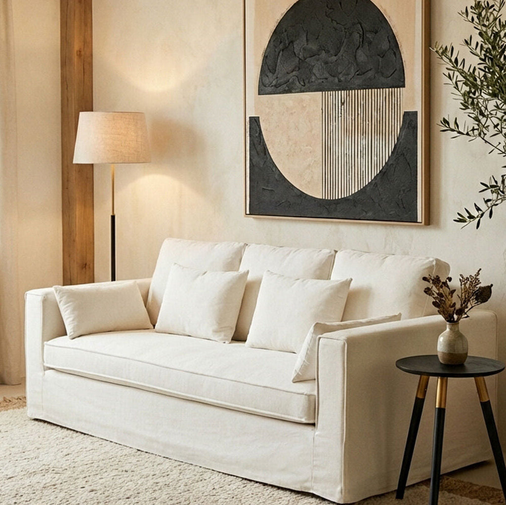 3 Seater Cream Sofa, Menton - Image 1