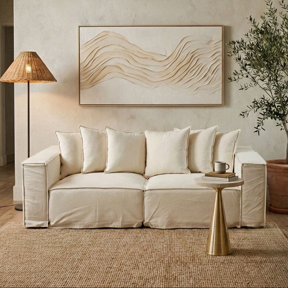 3 Seater Cream Sofa, Marseille - Image 1