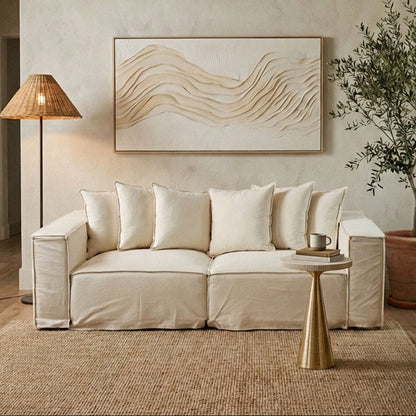3 Seater Cream Sofa, Marseille - Image 1