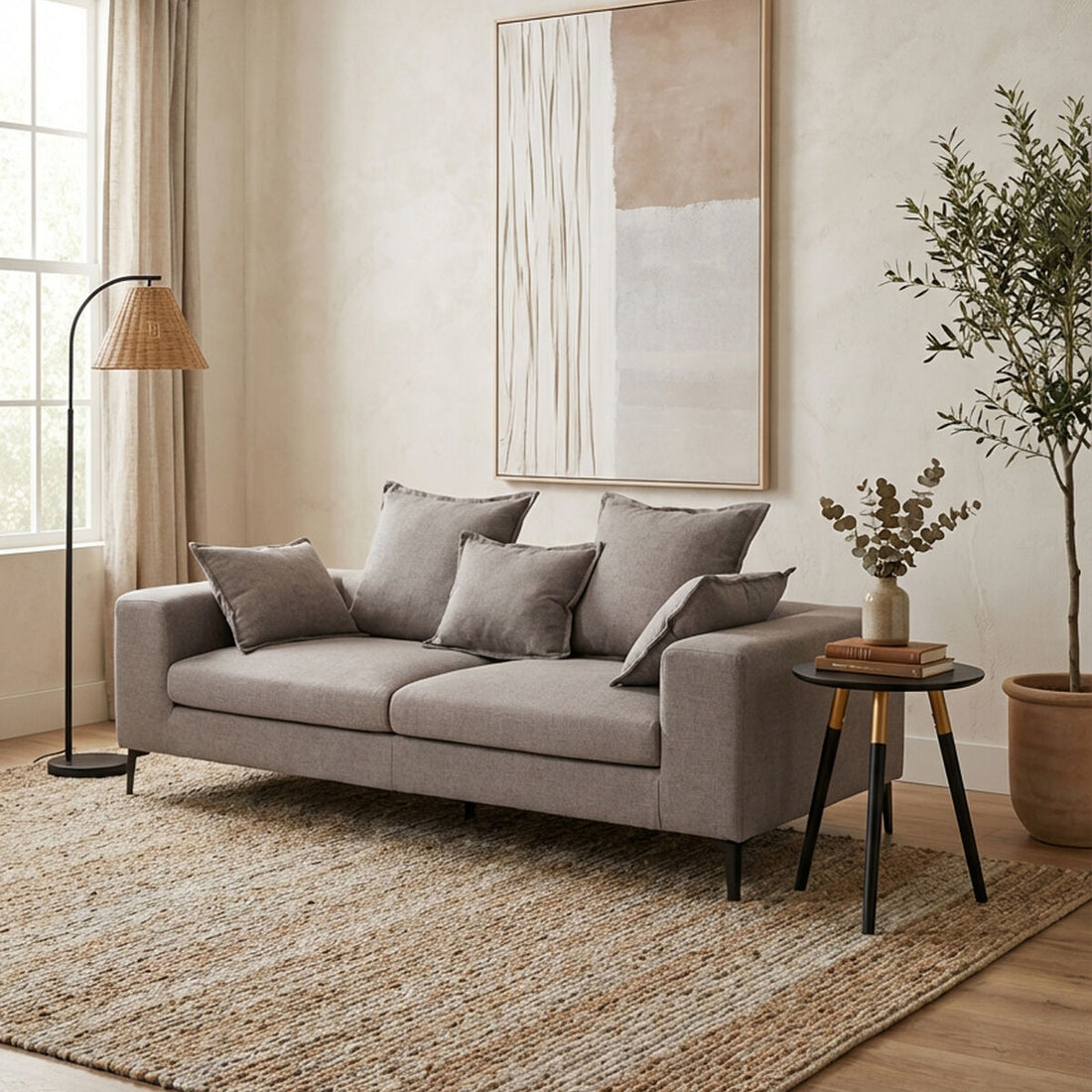 3 Seater Grey Sofa, Avignon - Image 3