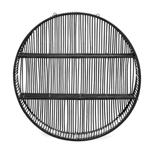 Batu Large Black Rattan Wall Shelf