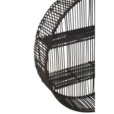 Batu Large Black Rattan Wall Shelf