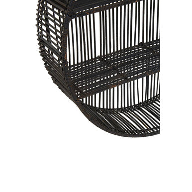 Batu Large Black Rattan Wall Shelf