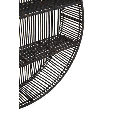 Batu Large Black Rattan Wall Shelf