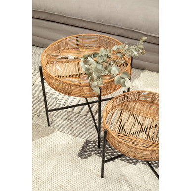 Batu Set Of 2 Natural Rattan Side Tables
