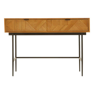 Jakara Natural Finish Oak Veneer 2 Drawer Console Table