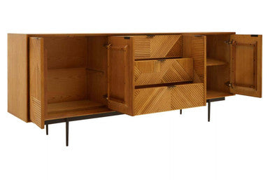 Jakara Natural Finish Sideboard with 4 Doors and  3 Drawers - Image 5