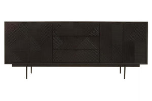 Jakara Black Finish Wooden 4 Door Sideboard with 3 Drawers