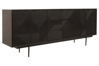 Jakara Black Wood Sideboard With Metal Legs