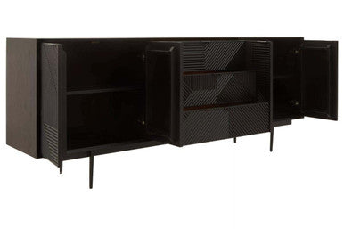 Jakara Black Finish Sideboard with 4 Doors and 3 Drawers - Image 3