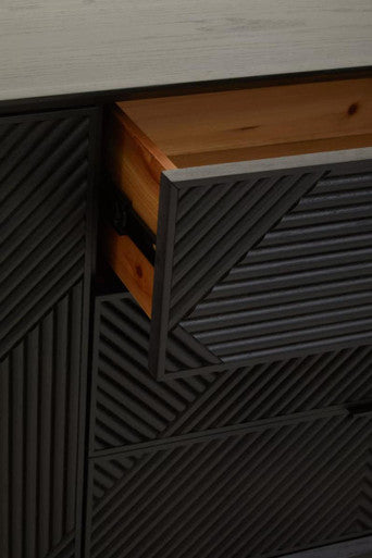 Jakara Black Finish Sideboard with 4 Doors and 3 Drawers - Image 8