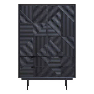 Jakara Black Wood Finish Carved Cabinet