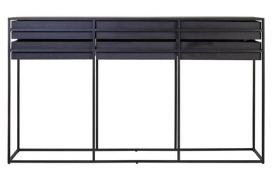 Judd Black Finish 6 Drawer Console Table