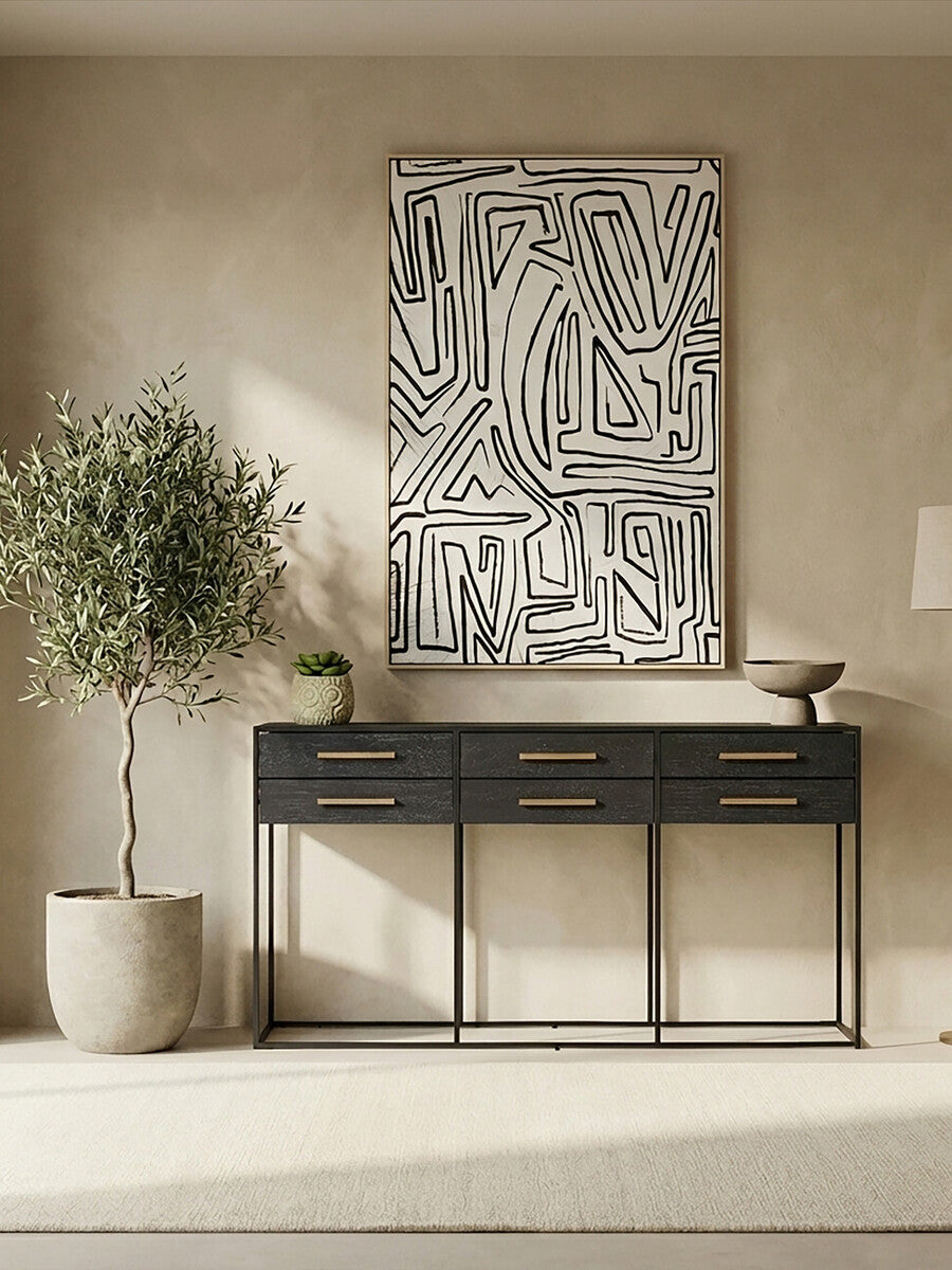 Judd Black Finish 6 Drawer Console Table