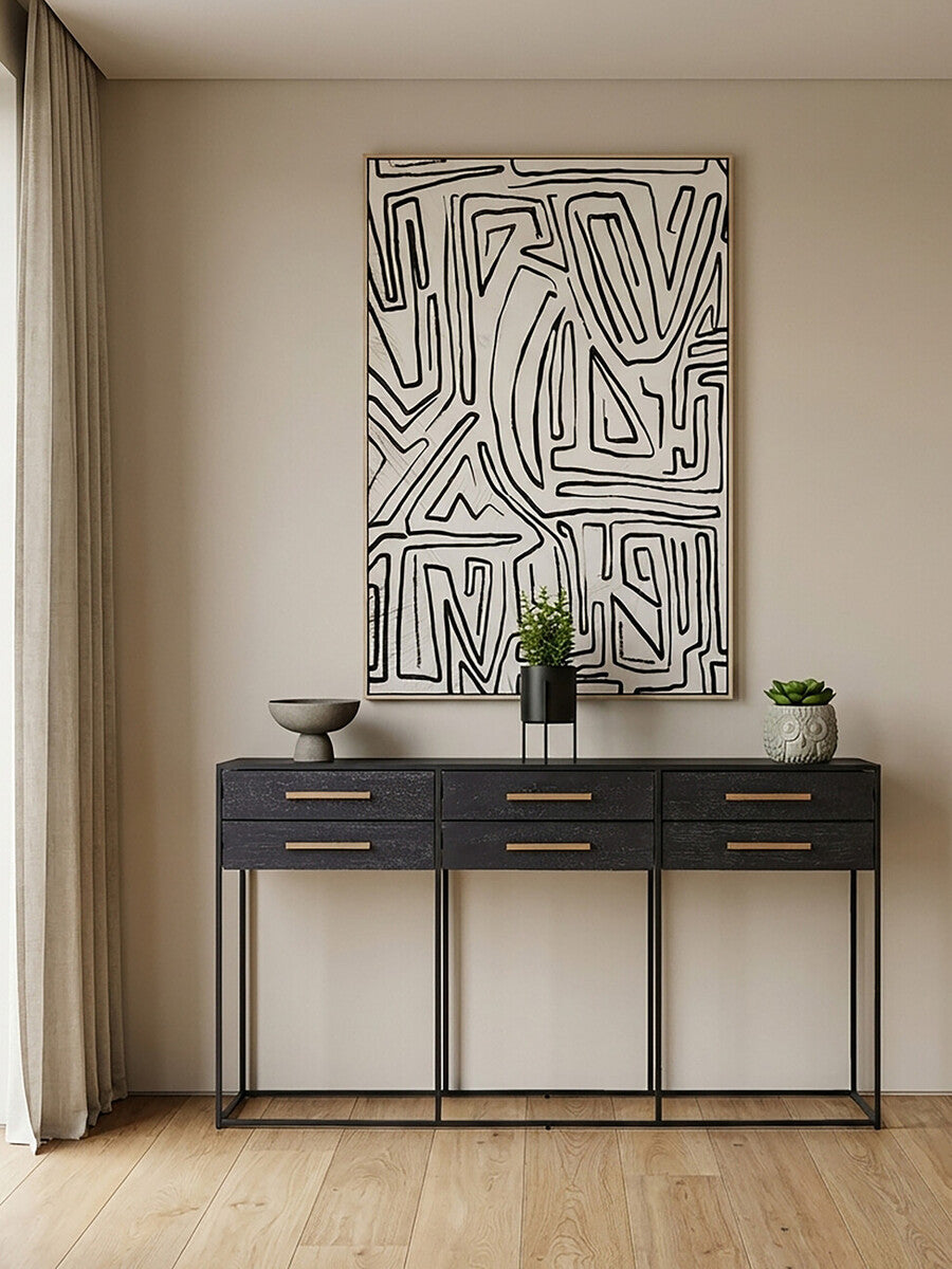 Judd Black Finish 6 Drawer Console Table