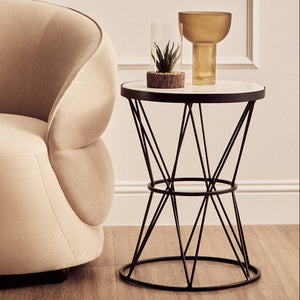 Shalimar Round White Marble Top Side Table