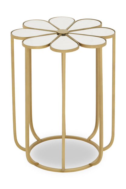 Rabia Petal Side Table With Mirrored Top