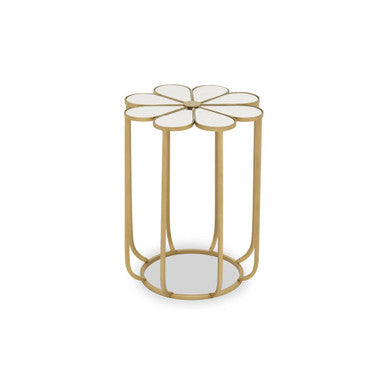 Rabia Petal Side Table With Mirrored Top