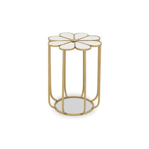 Rabia Petal Side Table With Mirrored Top