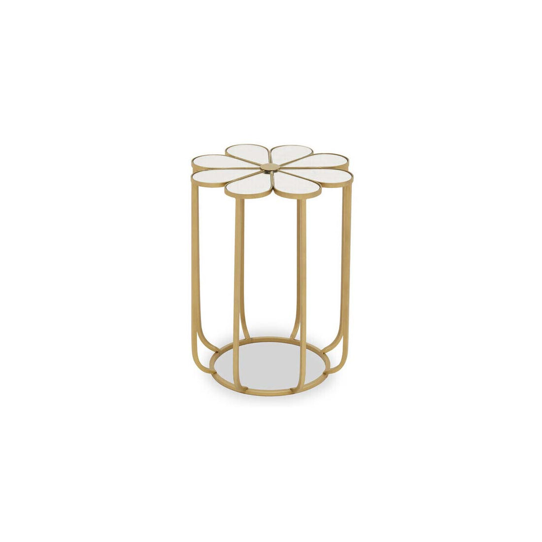 Rabia Petal Side Table With Mirrored Top