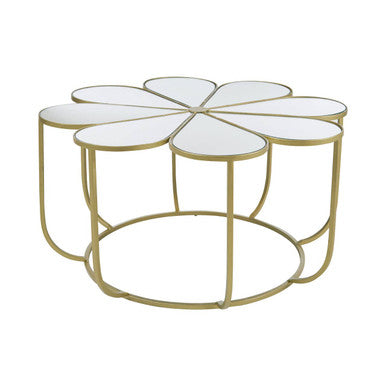 Rabia Petal Coffee Table With Mirrored Top