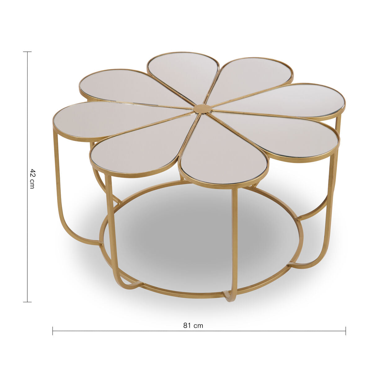 Rabia Petal Coffee Table With Mirrored Top - Image 6