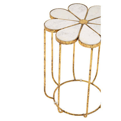 Rabia Petal Side Table With Marble Top
