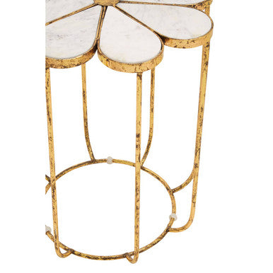 Rabia Petal Side Table With Marble Top