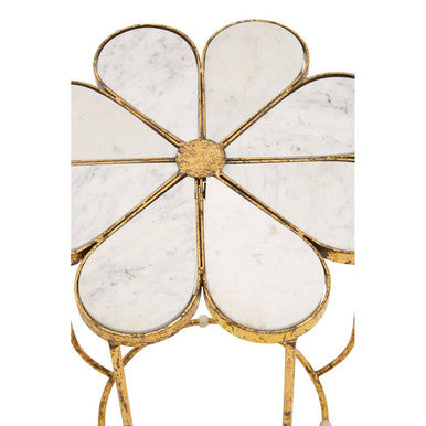 Rabia Petal Side Table With Marble Top