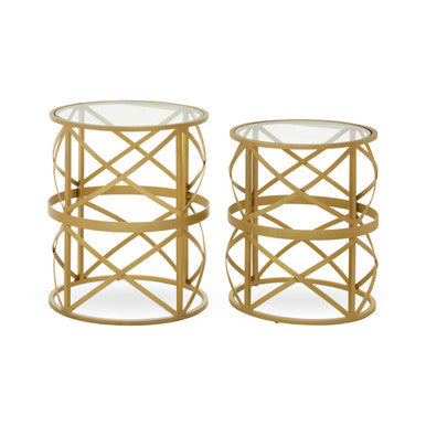 Rabia Set Of 2 Diamond Pattern Side Table